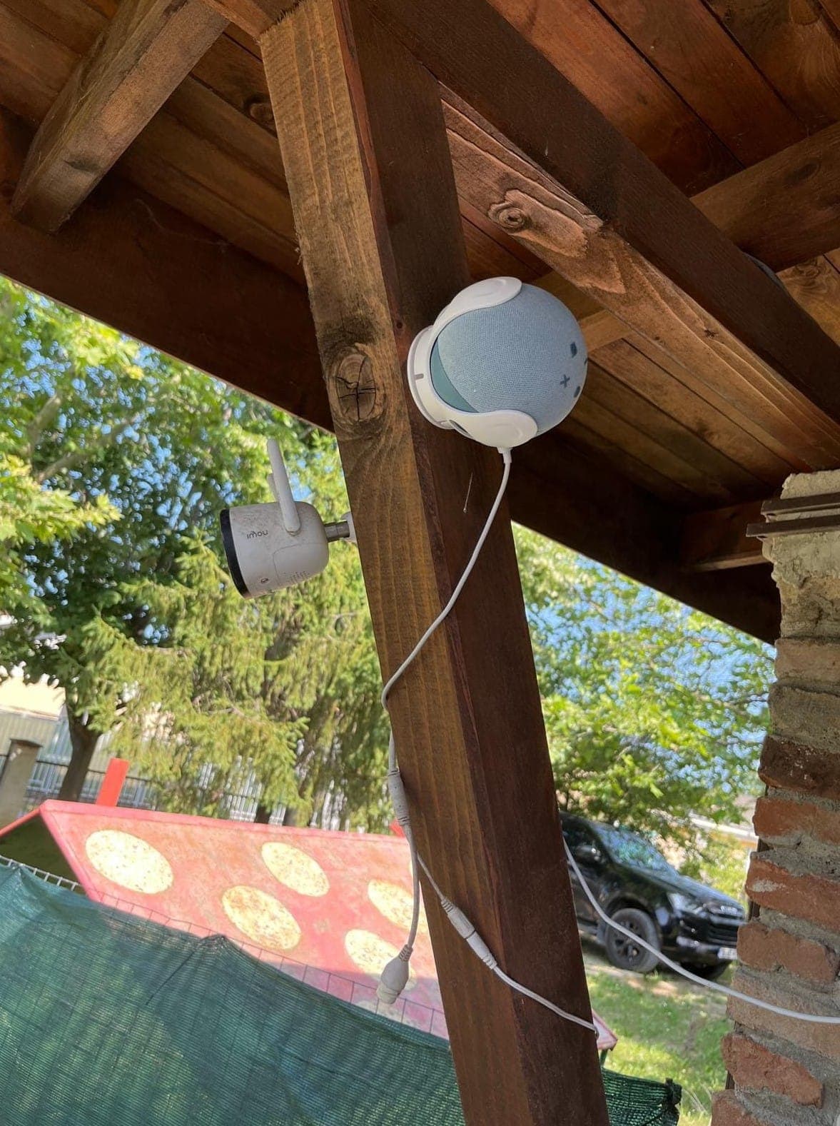 Outdoor Alexa speaker and security camera